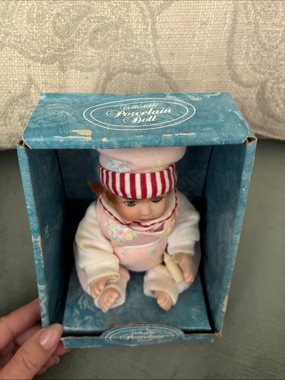 Collectible Porcelain Baby Doll in Pink Outfit - Picture 3 of 5